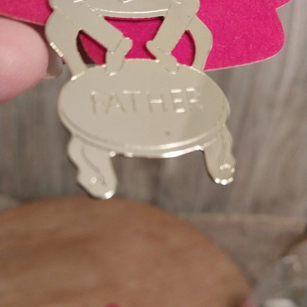 CUTE Lot Of 2 G. Duchin Brass MOTHER & FATHER Christmas Tree Ornament 1979 Gift